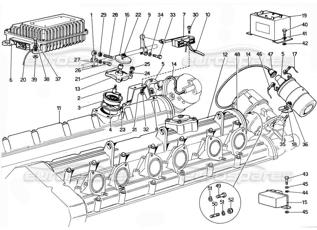 ferrari 365 gtc4 (mechanical) encendido electrónico - revisión diagrama de piezas