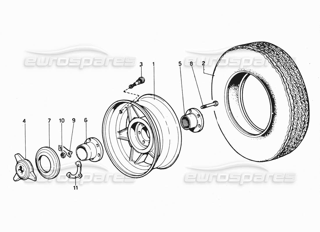ferrari 365 gtc4 (mechanical) ruedas - revisión diagrama de piezas