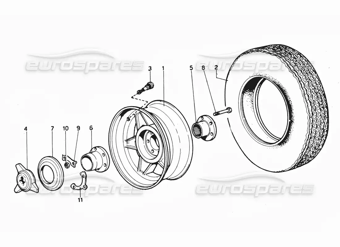 ferrari 365 gtc4 (mechanical) ruedas diagrama de piezas
