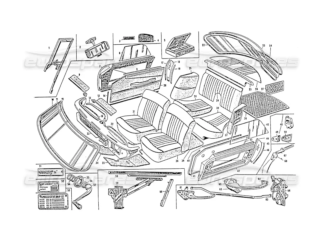 maserati 3500 gt citas interiores diagrama de piezas