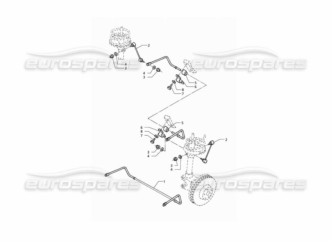 maserati qtp v8 (1998) barra estabilizadora diagrama de piezas