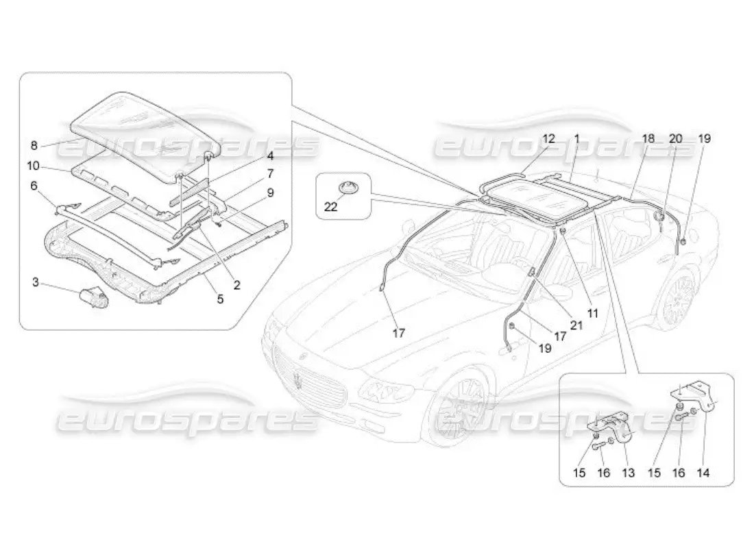 maserati qtp. (2005) 4.2 techo corredizo diagrama de piezas