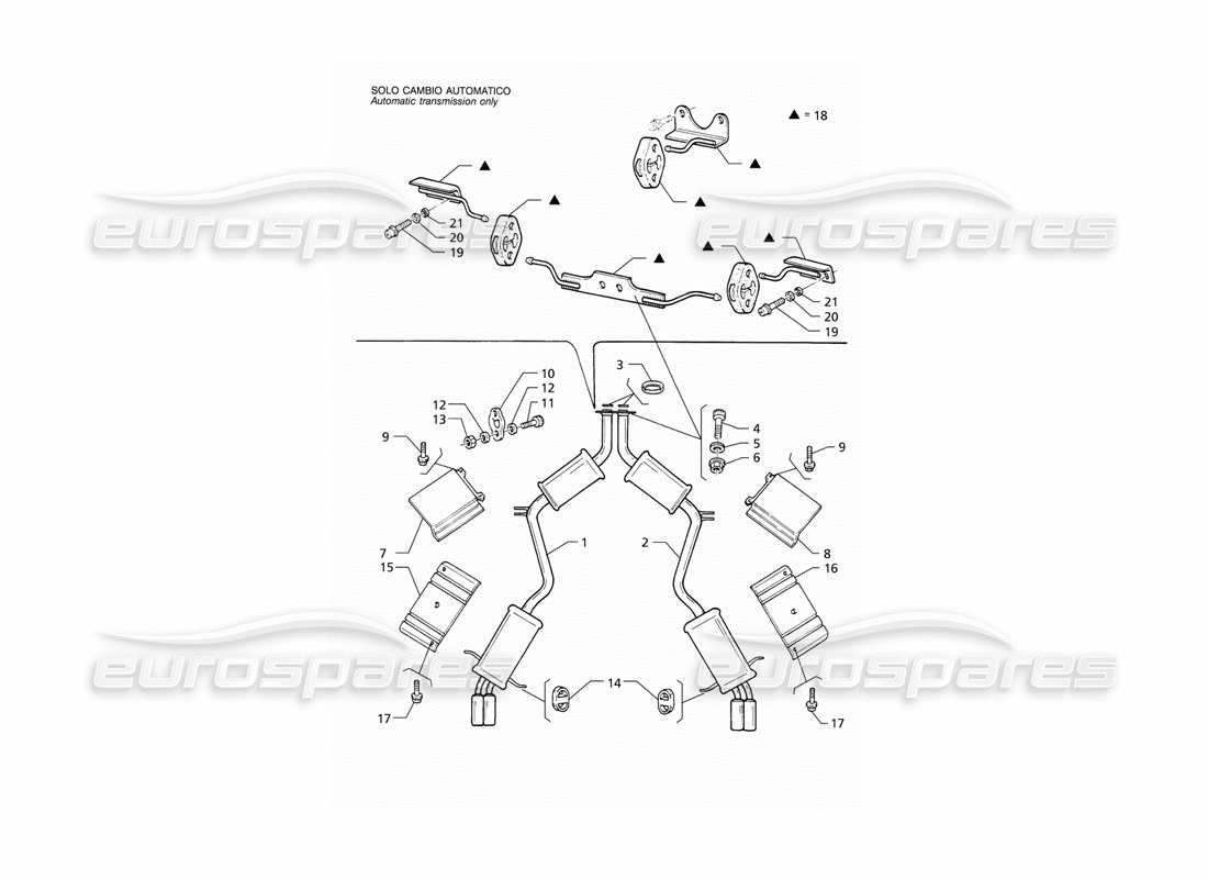 maserati qtp v8 (1998) sistema de escape trasero diagrama de piezas