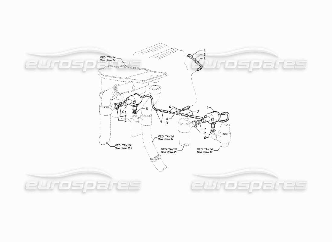 maserati qtp v8 (1998) sistema de válvula de liberación diagrama de piezas