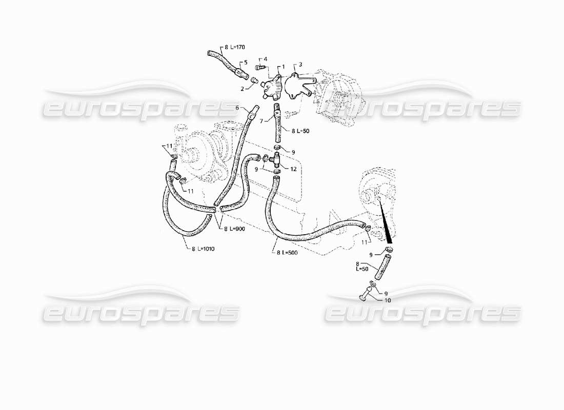 maserati qtp v8 (1998) diagrama de piezas del sistema de control de impulso