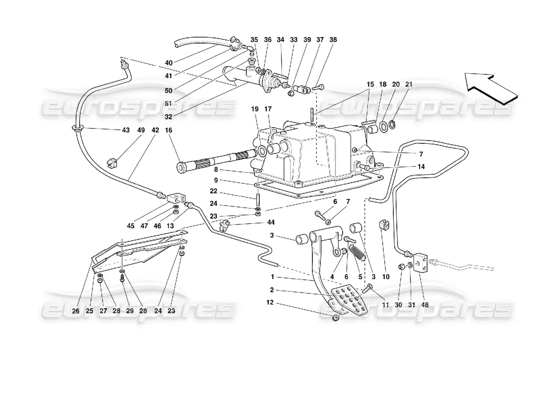 ferrari 355 (2.7 motronic) control de liberación del embrague diagrama de piezas