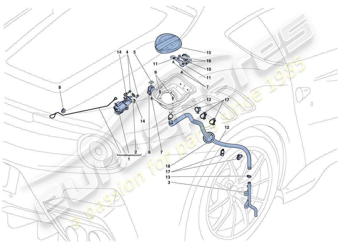 ferrari f12 tdf (rhd) tapa de llenado de combustible y controles diagrama de piezas