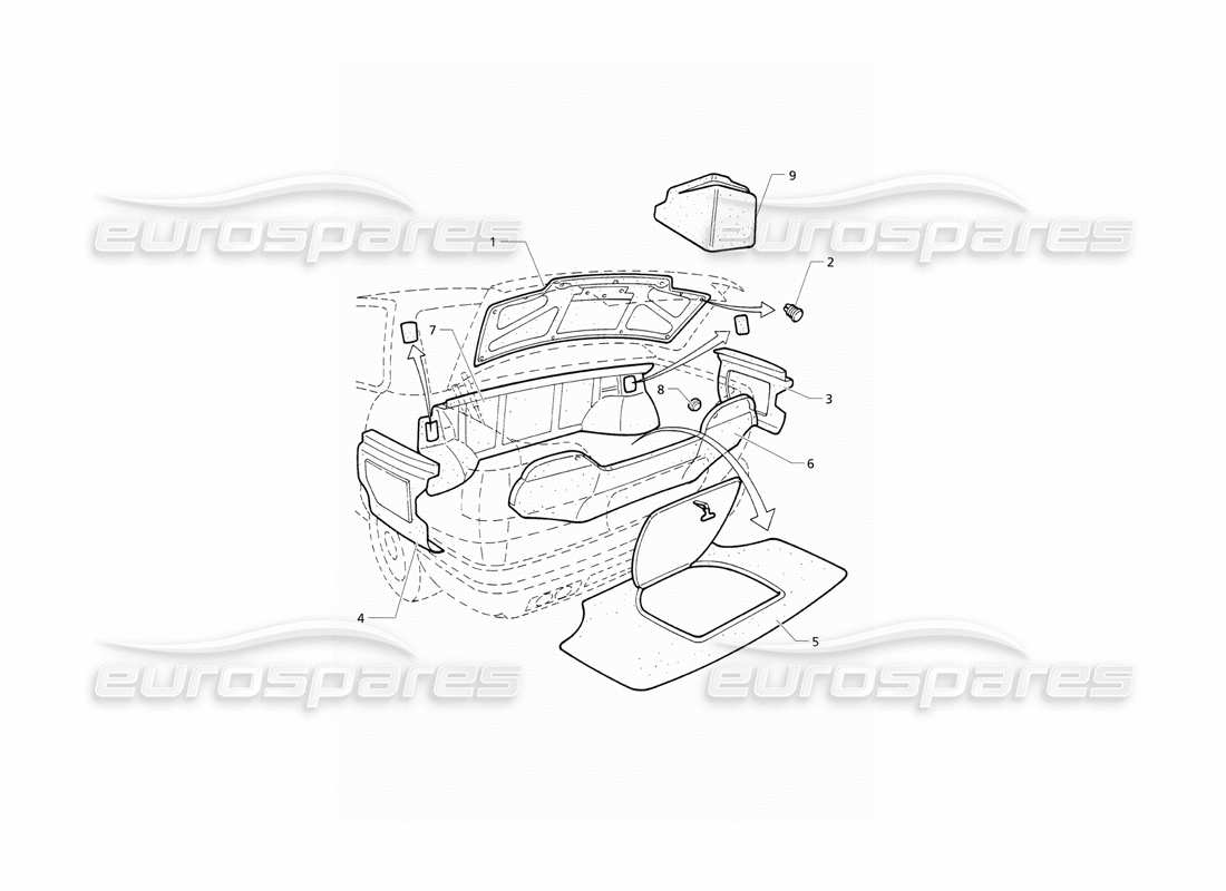 maserati qtp v6 (1996) bota: alfombras diagrama de piezas