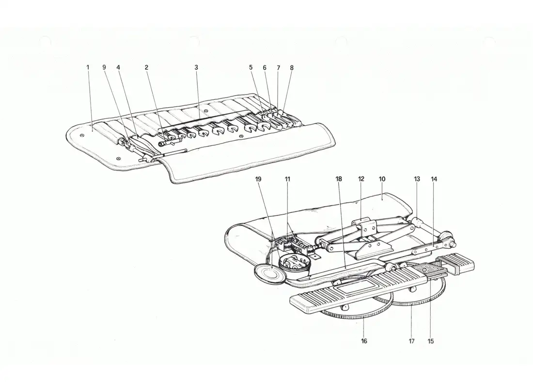 ferrari 208 gtb gts kit de herramientas diagrama de piezas