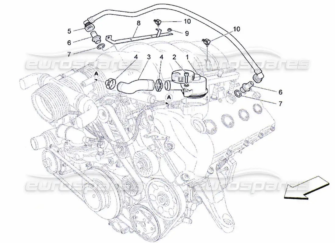 maserati qtp. (2010) 4.2 sistema de recirculación de vapor de aceite diagrama de piezas