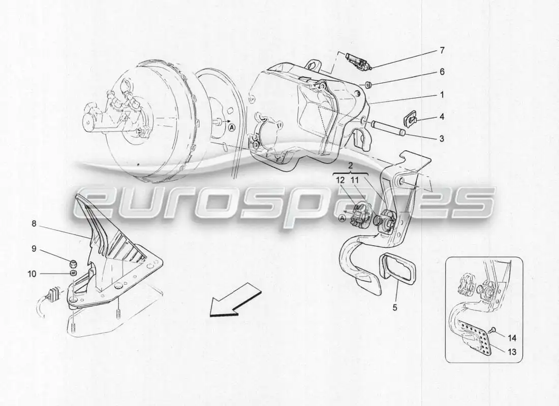 maserati grancabrio mc centenario grupo de pedales completo diagrama de piezas