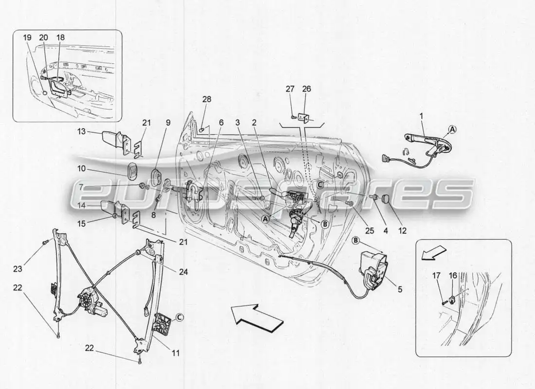 maserati grancabrio mc centenario mecanismos de puerta de entrada diagrama de piezas