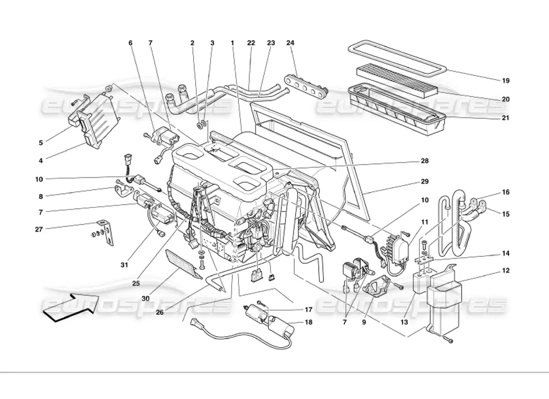 ferrari 360 modena unidad evaporadora diagrama de piezas