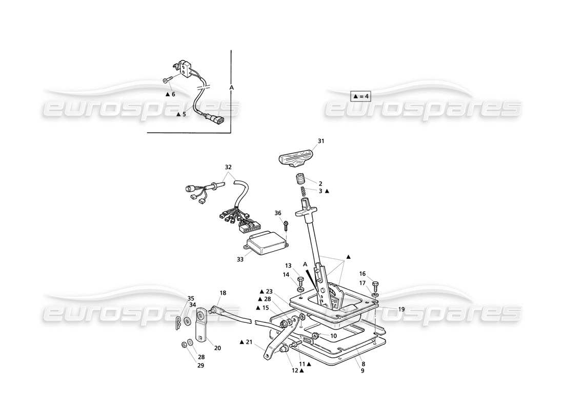 maserati qtp v6 evoluzione controles exteriores de transmisión automática diagrama de piezas