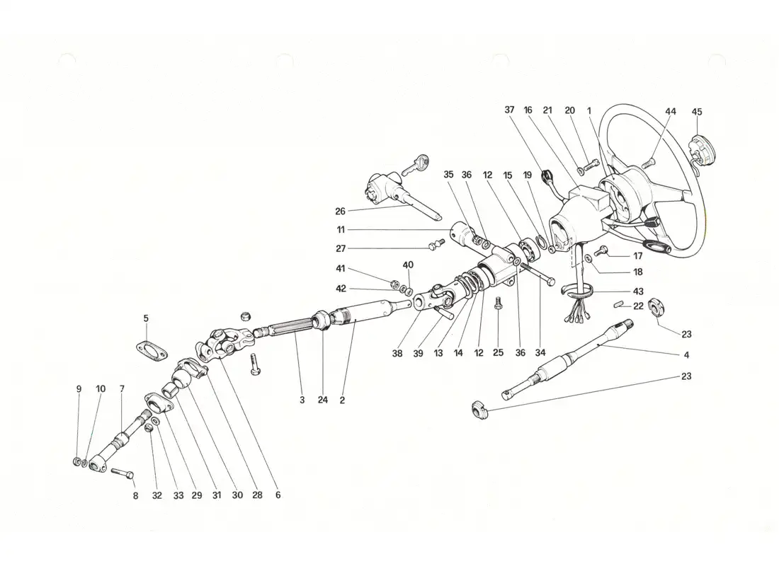 ferrari 208 gtb gts columna de dirección diagrama de piezas