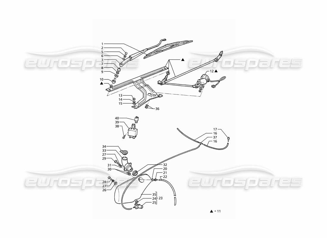 maserati ghibli 2.8 (abs) diagrama de piezas del lavaparabrisas (tracción derecha)