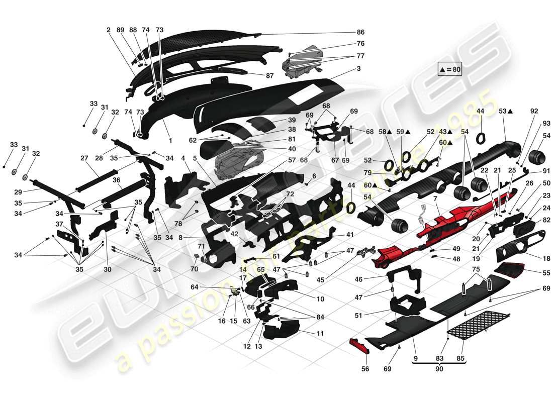 ferrari laferrari (usa) diagrama de piezas del tablero