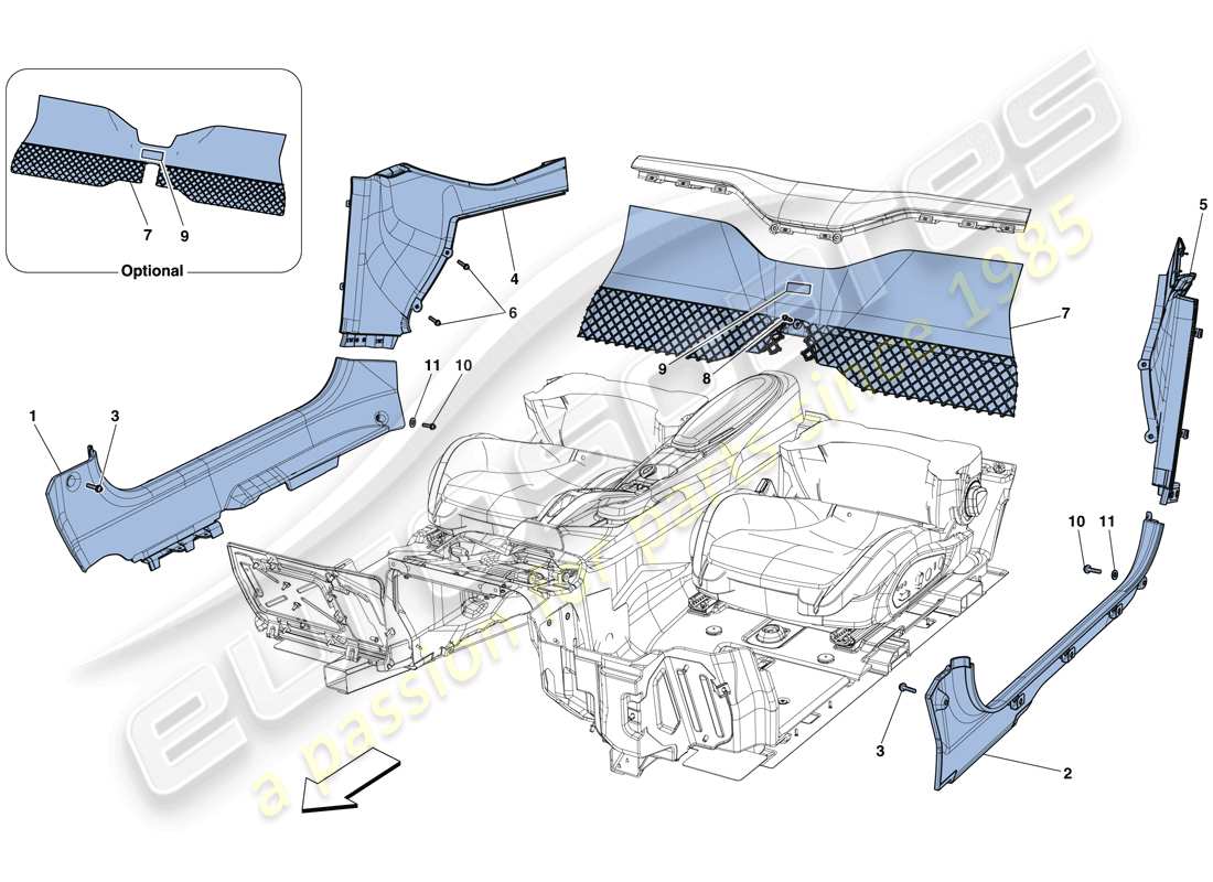ferrari f12 berlinetta (usa) acabado interior diagrama de piezas