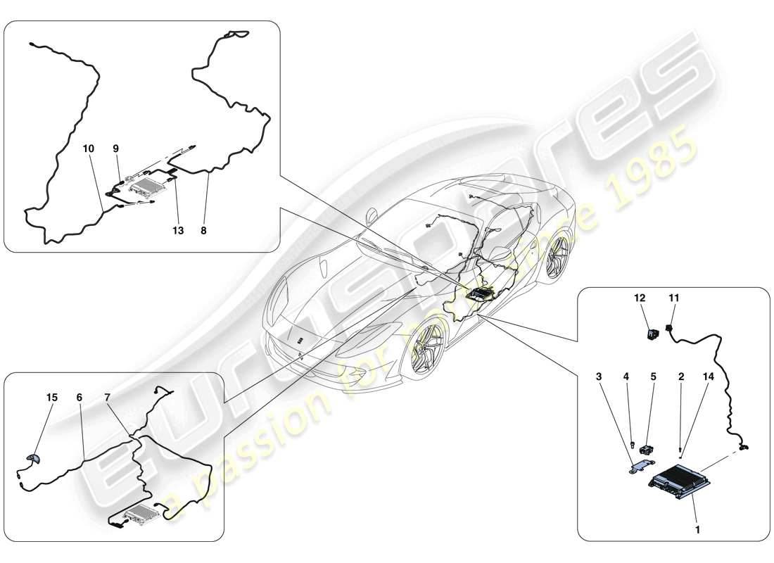 ferrari 812 superfast (rhd) diagrama de piezas de telemetría