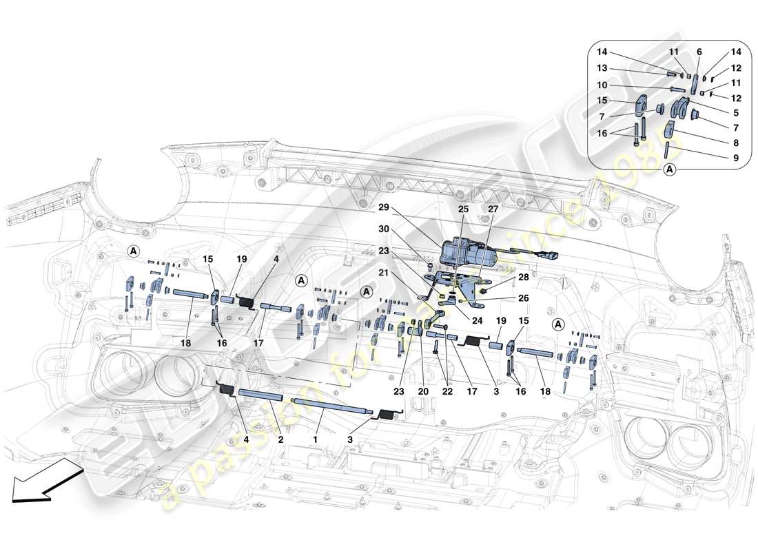 ferrari f12 tdf (europe) rear active aero diagrama de piezas