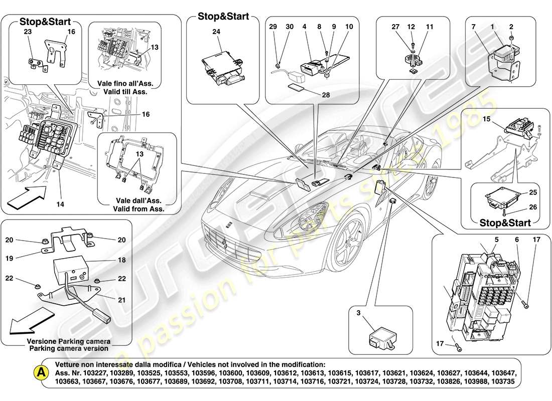ferrari california (usa) ecu del habitáculo diagrama de piezas