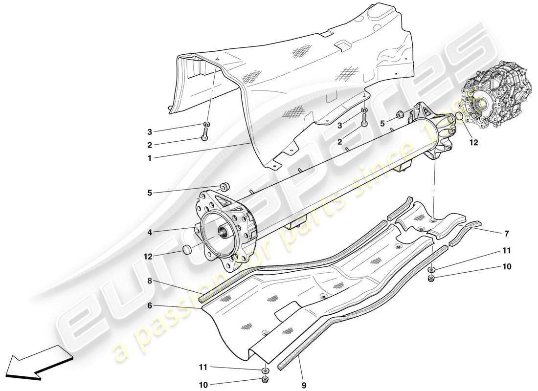 ferrari 599 sa aperta (europe) tubo conector motor/caja de cambios y aislamiento diagrama de piezas