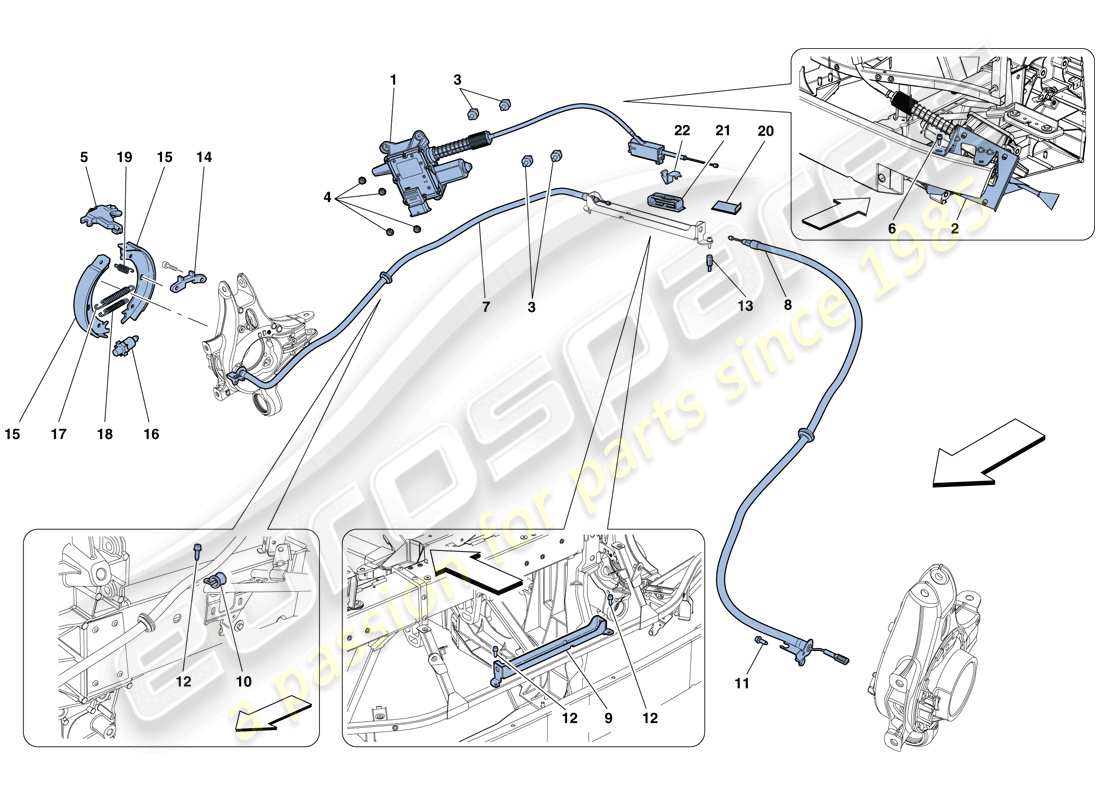 ferrari 458 spider (rhd) control del freno de estacionamiento diagrama de piezas