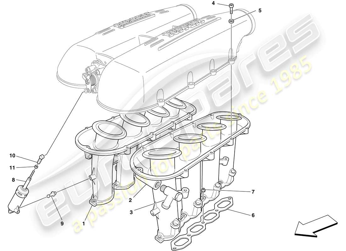 ferrari f430 coupe (europe) colector de admisión diagrama de piezas
