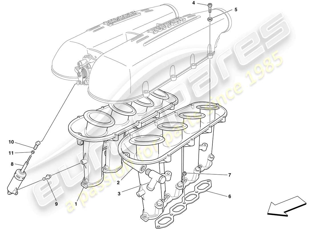 ferrari f430 coupe (rhd) colector de admisión diagrama de piezas