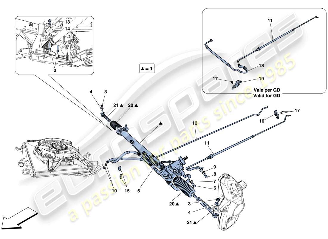 ferrari 458 speciale aperta (usa) caja de dirección asistida hidráulica diagrama de piezas