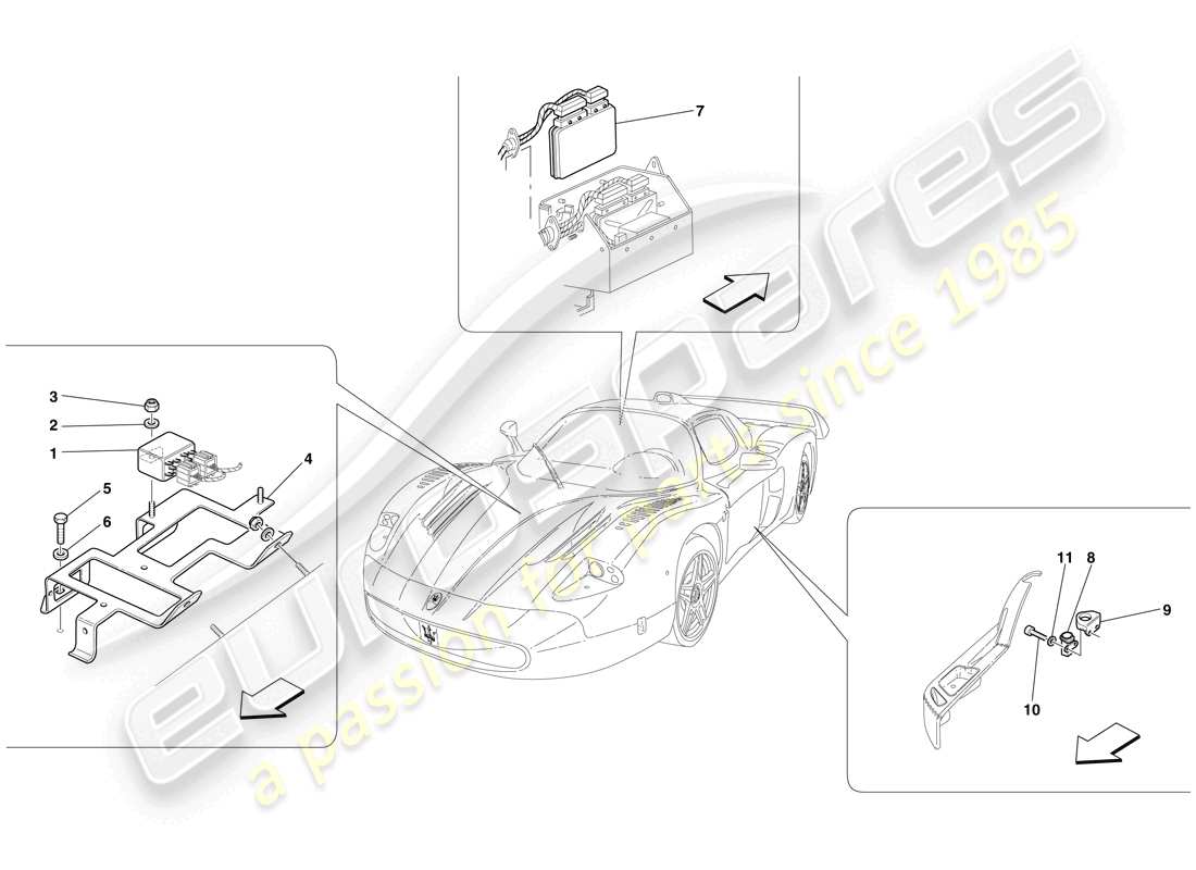 maserati mc12 unidades de control de pasajeros y compartimientos del motor diagrama de piezas