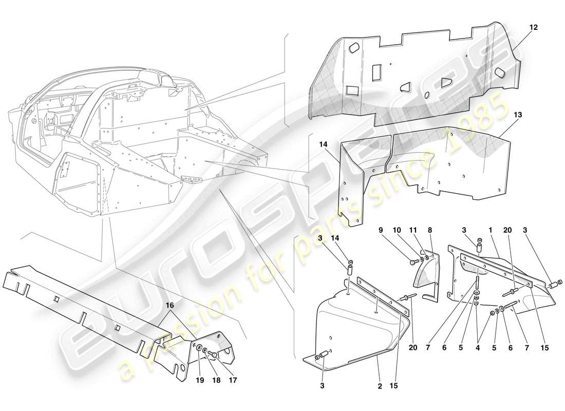 maserati mc12 protectores térmicos y aislamientos diagrama de piezas