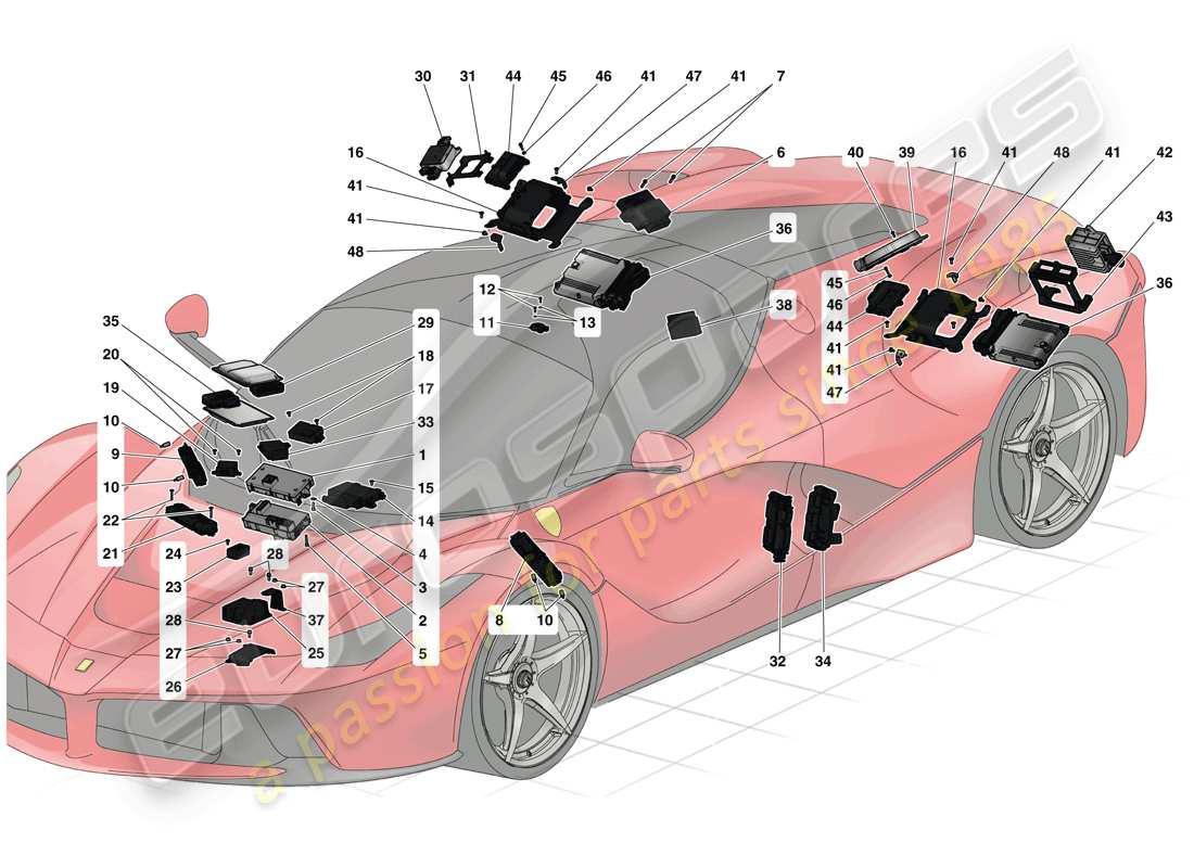 ferrari laferrari (usa) diagrama de piezas de la ecu del vehículo