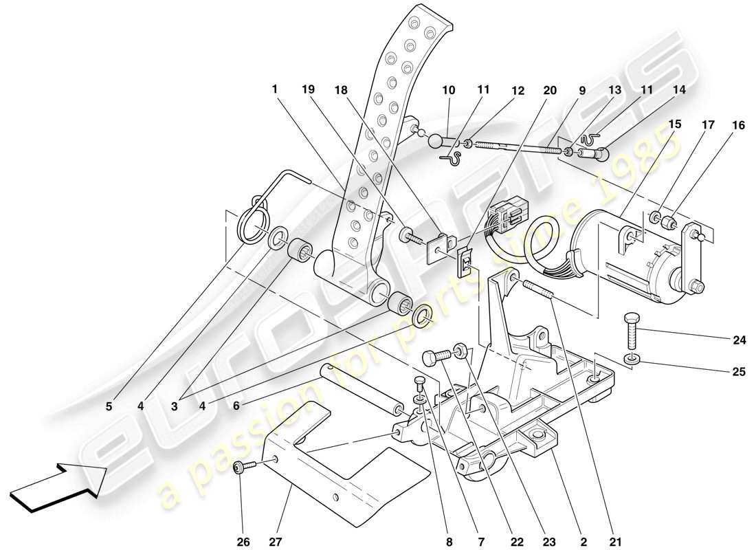 ferrari f430 scuderia (rhd) diagrama de piezas del pedal del acelerador electrónico