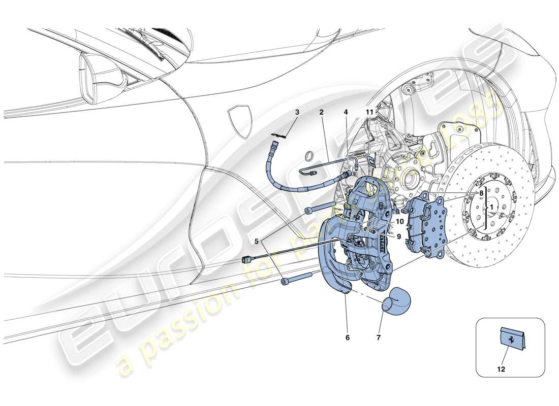 ferrari 812 superfast (rhd) pinzas de freno delantero diagrama de piezas