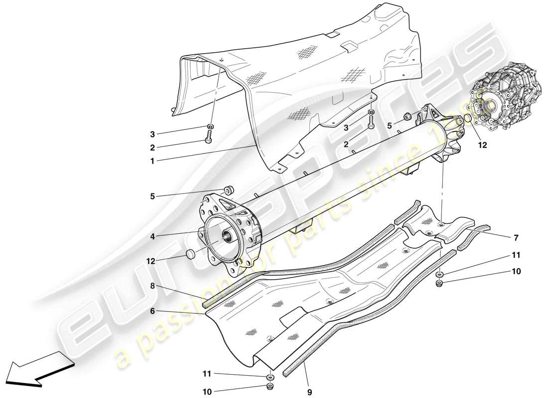 ferrari 599 gto (rhd) tubo conector motor/caja de cambios y aislamiento diagrama de piezas