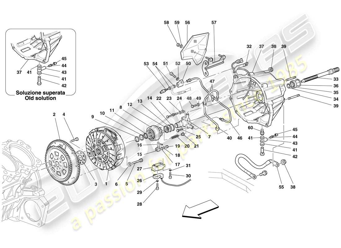 ferrari 599 gtb fiorano (rhd) embrague y controles diagrama de piezas