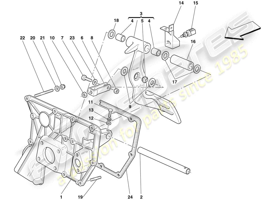 ferrari f430 scuderia spider 16m (europe) diagrama de piezas del tablero de pedales