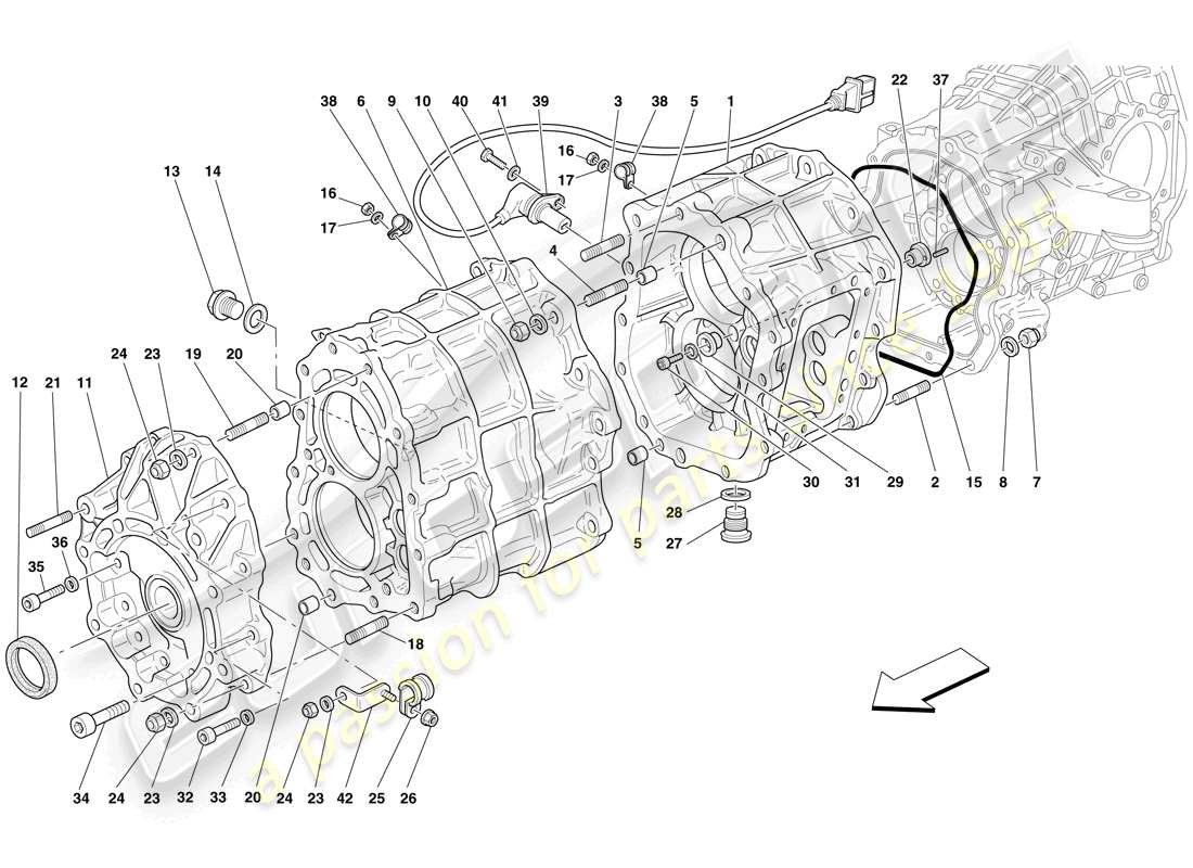 ferrari 599 gto (usa) caja de cambios diagrama de piezas