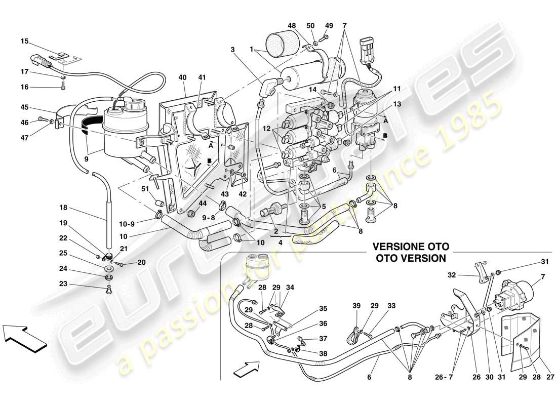 ferrari 612 scaglietti (rhd) diagrama de piezas de la unidad de potencia y el tanque
