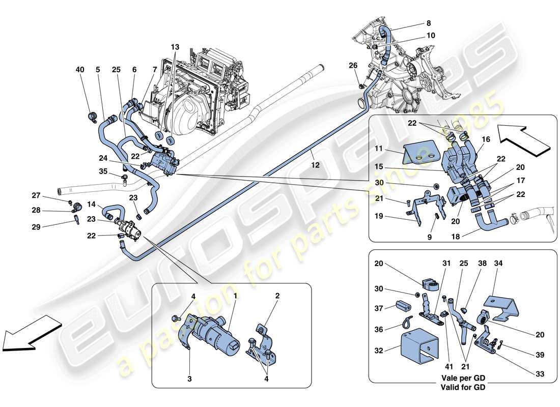 ferrari 458 speciale (rhd) sistema de ca - diagrama de piezas de agua