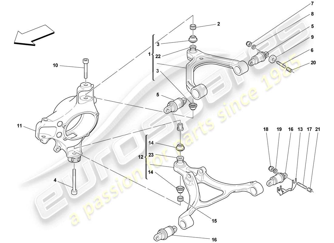 ferrari f430 scuderia spider 16m (usa) suspensión delantera - brazos diagrama de piezas