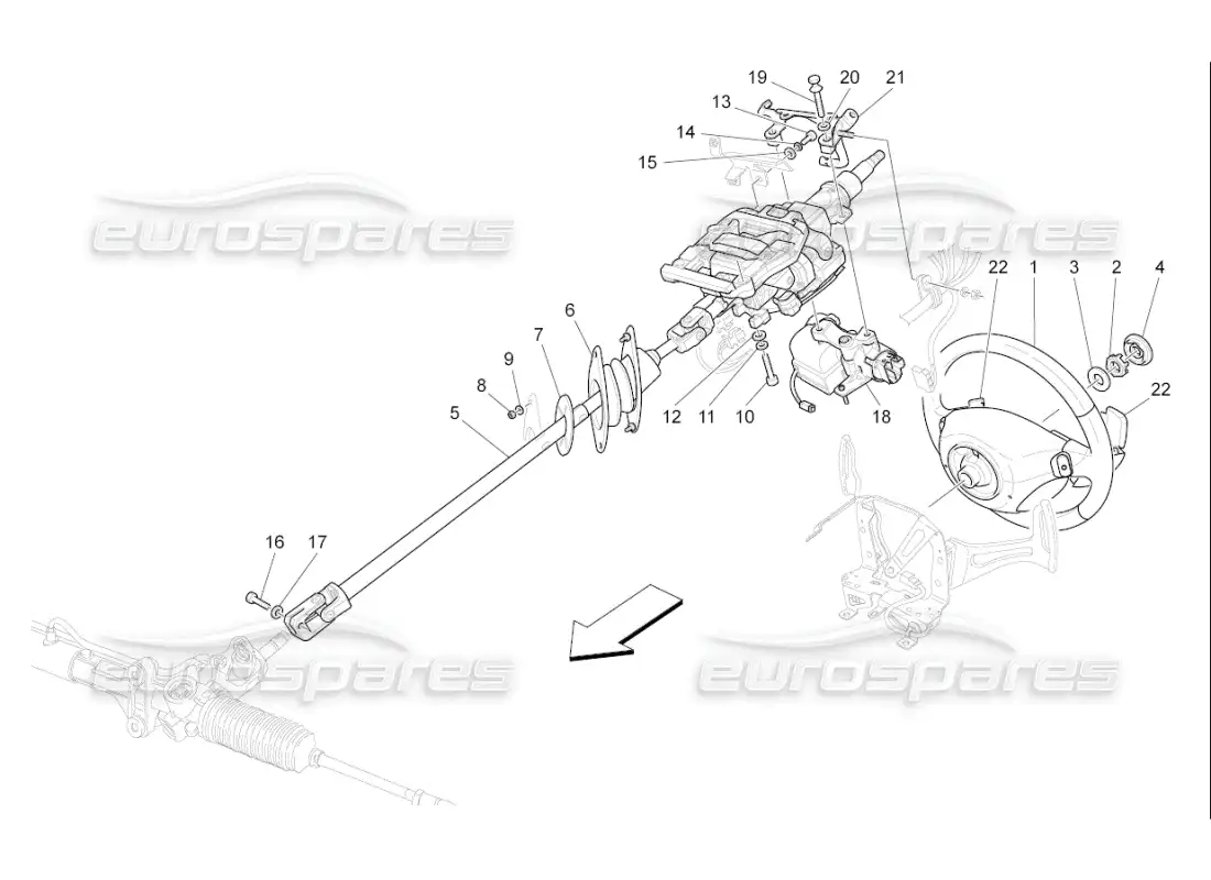 maserati qtp. (2008) 4.2 auto columna de dirección y unidad de volante diagrama de piezas