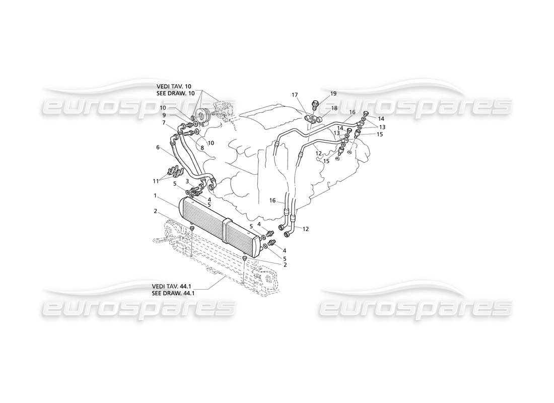 maserati qtp v8 evoluzione enfriamiento del aceite del motor - diagrama de piezas at