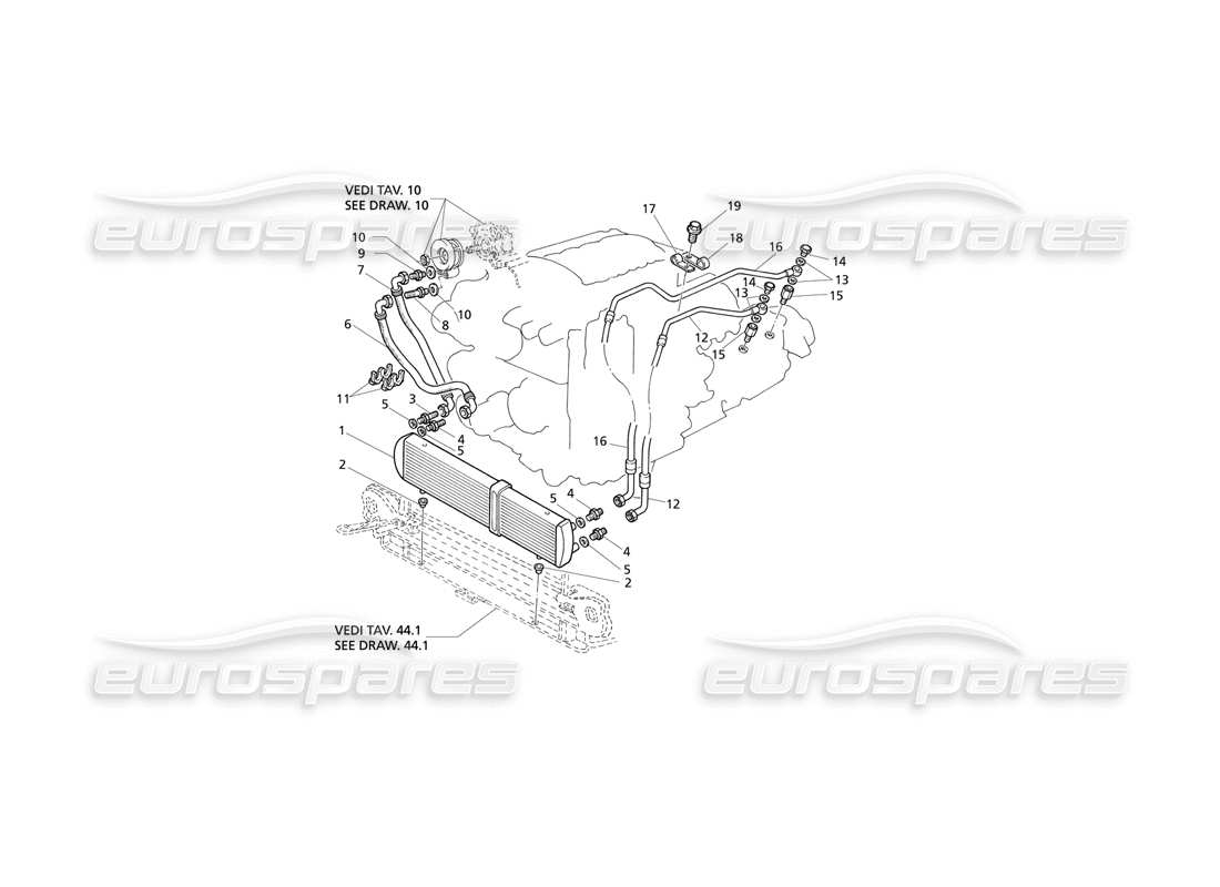 maserati qtp v6 evoluzione enfriamiento del aceite del motor - diagrama de piezas at
