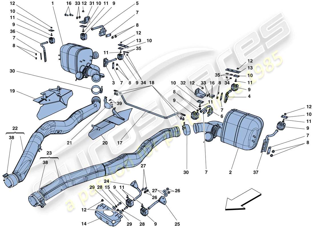 ferrari f12 berlinetta (usa) diagrama de piezas de silenciadores