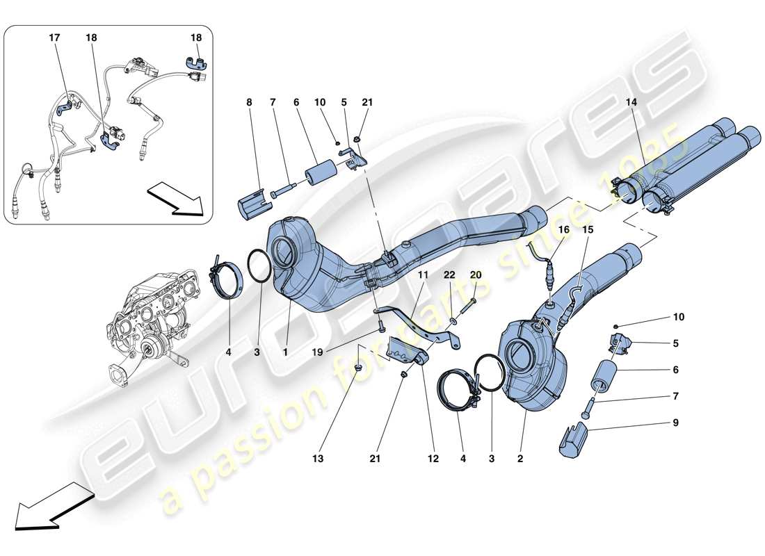 ferrari gtc4 lusso t (europe) convertidores precatalíticos y convertidores catalíticos. diagrama de piezas