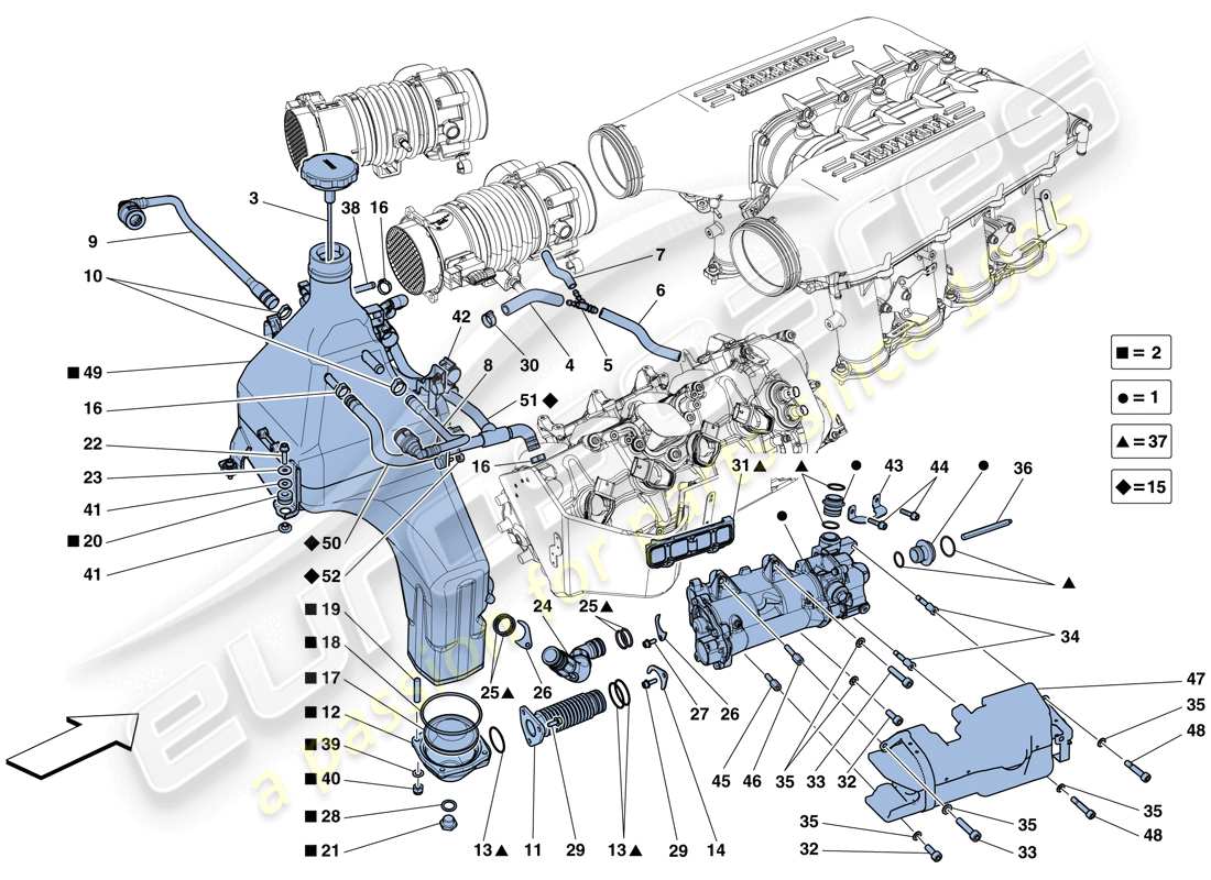 ferrari 458 speciale aperta (europe) sistema de lubricación: tanque, bomba y filtro diagrama de piezas