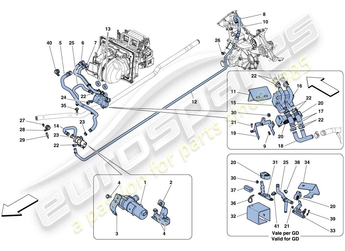 ferrari 458 speciale aperta (usa) sistema de ca - diagrama de piezas de agua