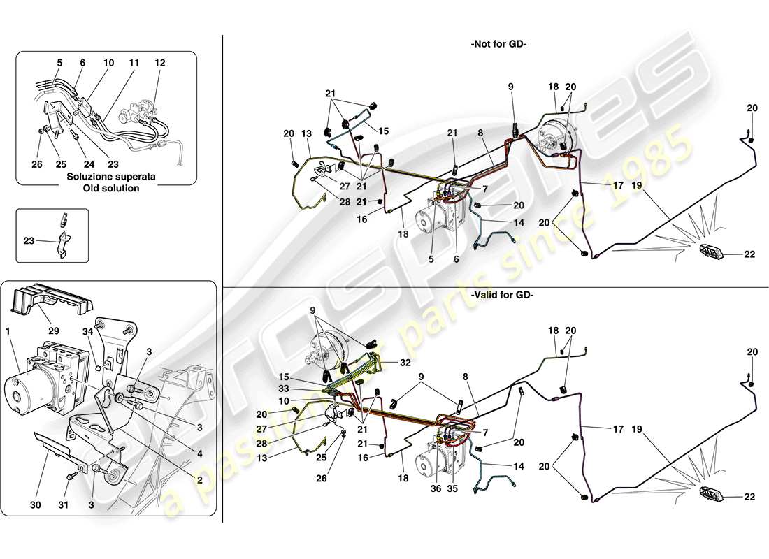 ferrari california (rhd) diagrama de piezas del sistema de frenos